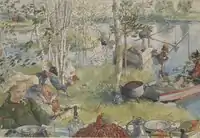 Crayfishing, watercolor, c. 1898